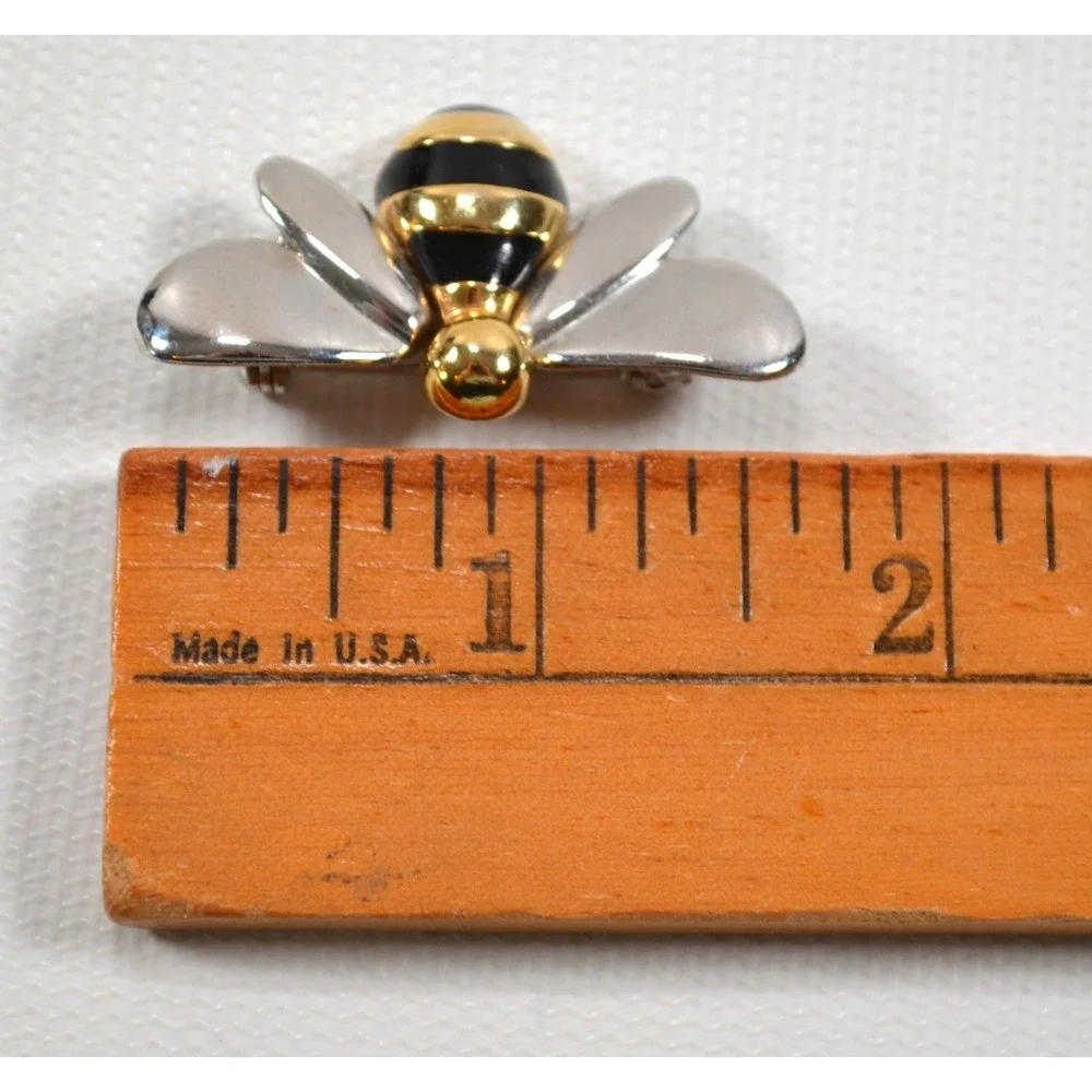 Vintage Liz Claiborne Silver Tone & Gold Tone Bumble Bee Brooch / Pin  1.5
